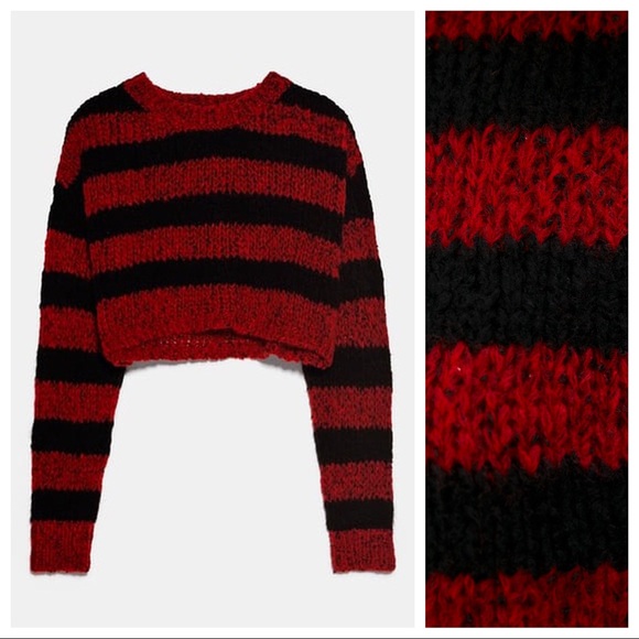 NWOT. Zara Black and Red Knit Sweater. Size S. - Picture 6 of 10